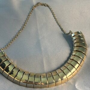 Vintage Gold Tone Bib Chunky Statement Collar Necklace Articulated  Modernist